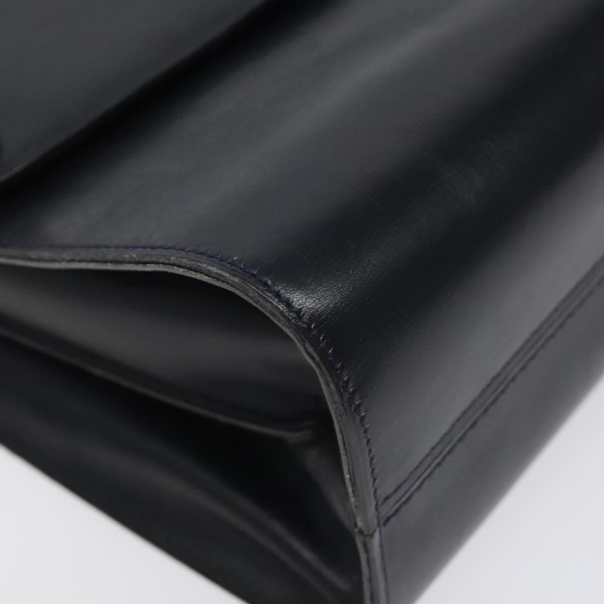 Christian Dior Shoulder Bag Leather Navy Gold Auth 126375