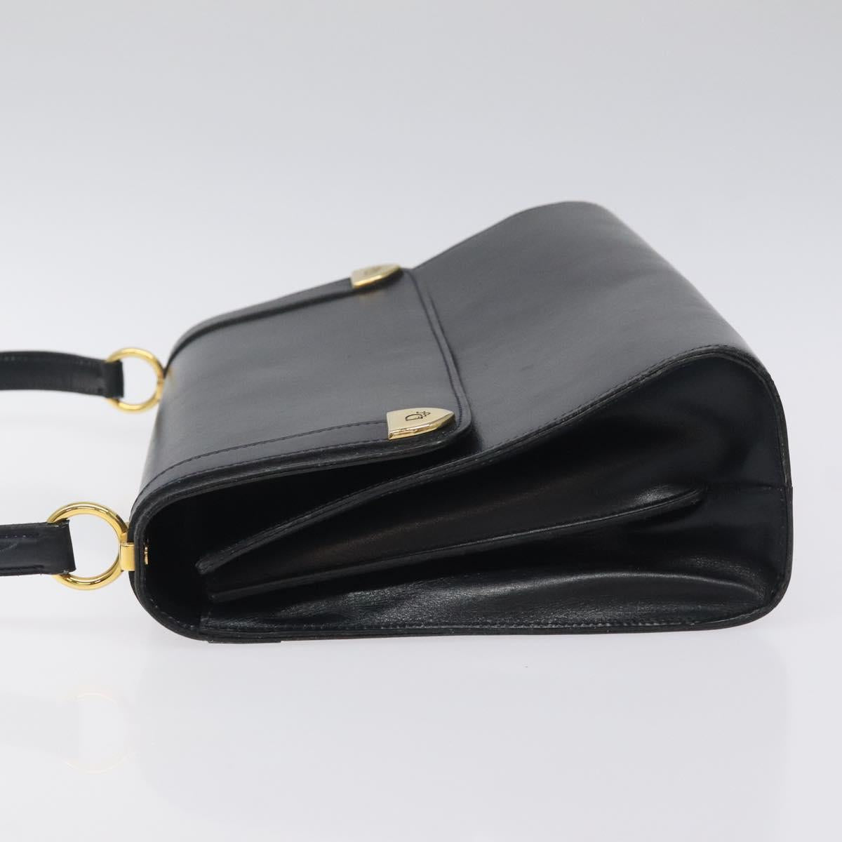 Christian Dior Shoulder Bag Leather Navy Gold Auth 126375