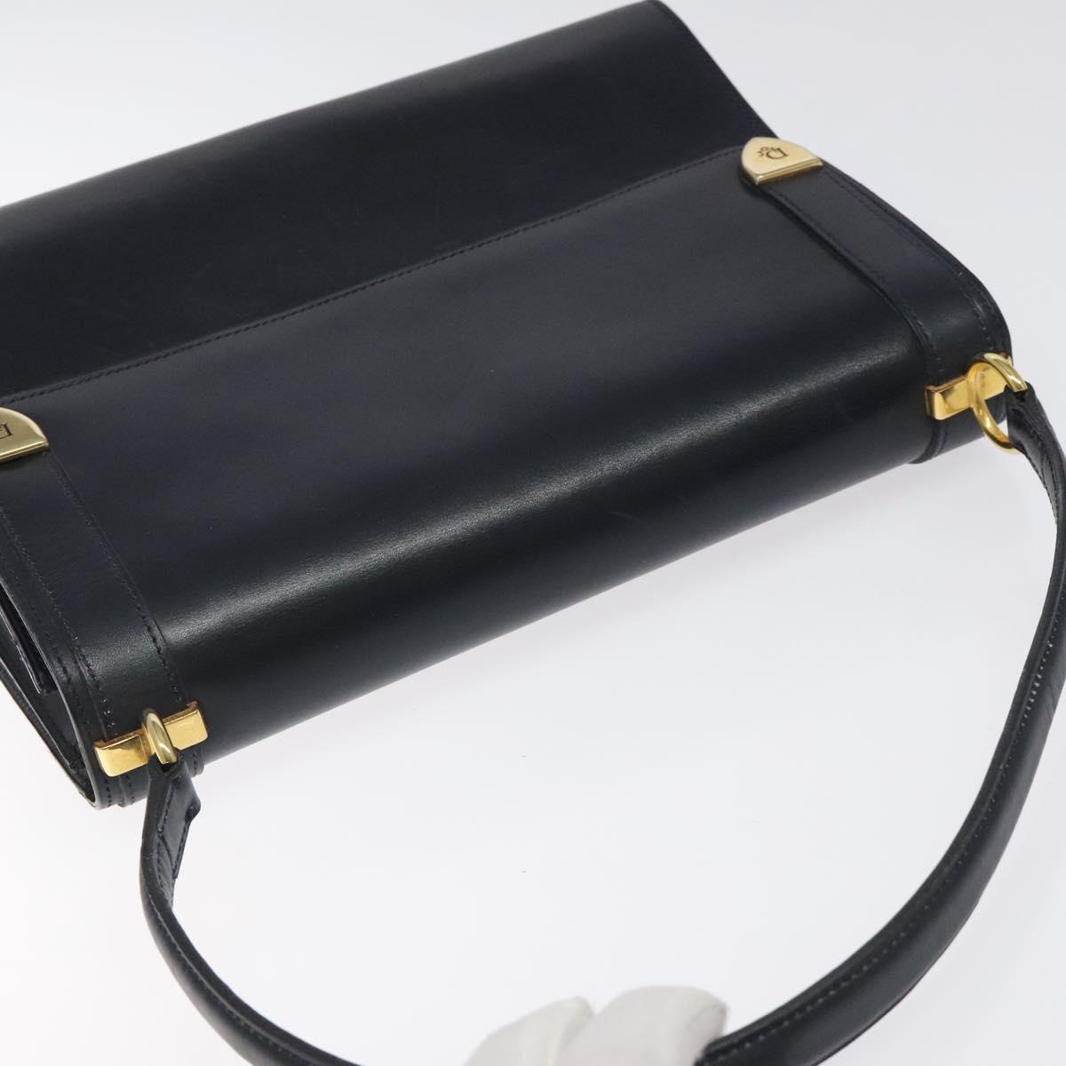 Christian Dior Shoulder Bag Leather Navy Gold Auth 126375