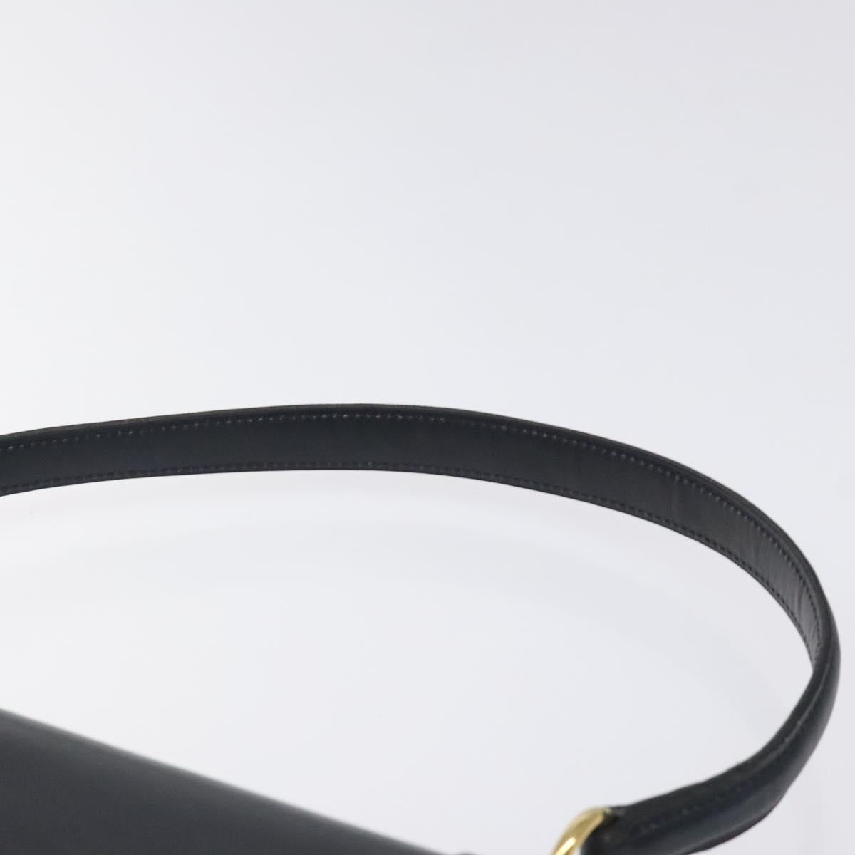 Christian Dior Shoulder Bag Leather Navy Gold Auth 126375