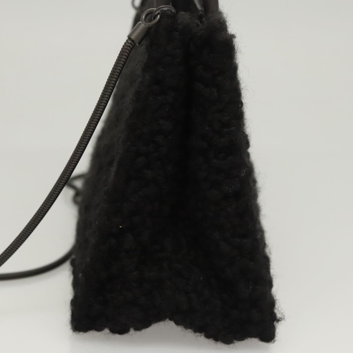 Salvatore Ferragamo Gancini Hand Bag Wool 2way Black Auth 126395