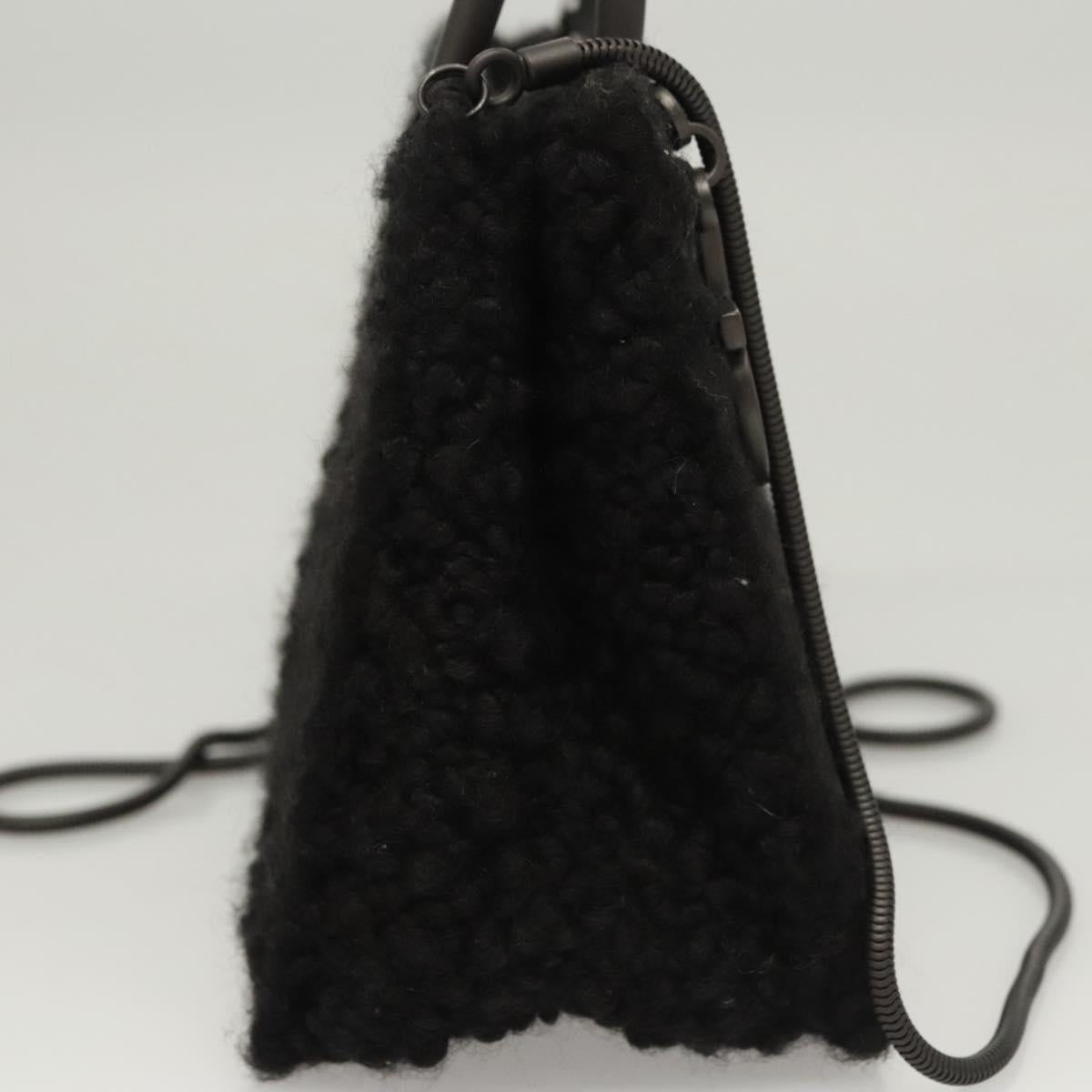 Salvatore Ferragamo Gancini Hand Bag Wool 2way Black Auth 126395