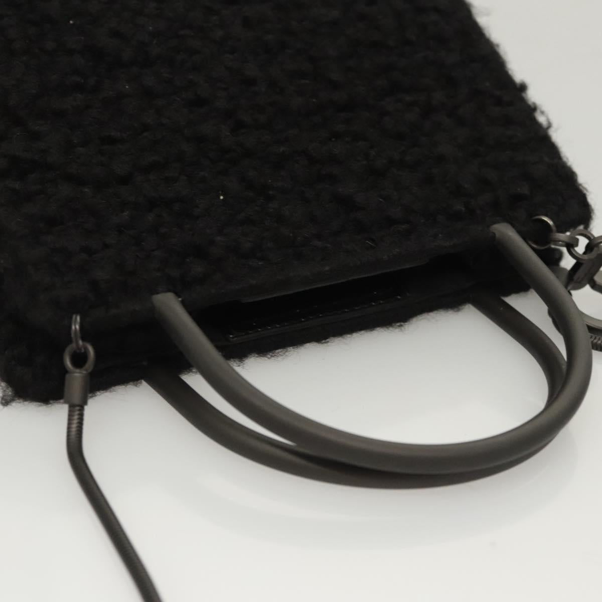 Salvatore Ferragamo Gancini Hand Bag Wool 2way Black Auth 126395