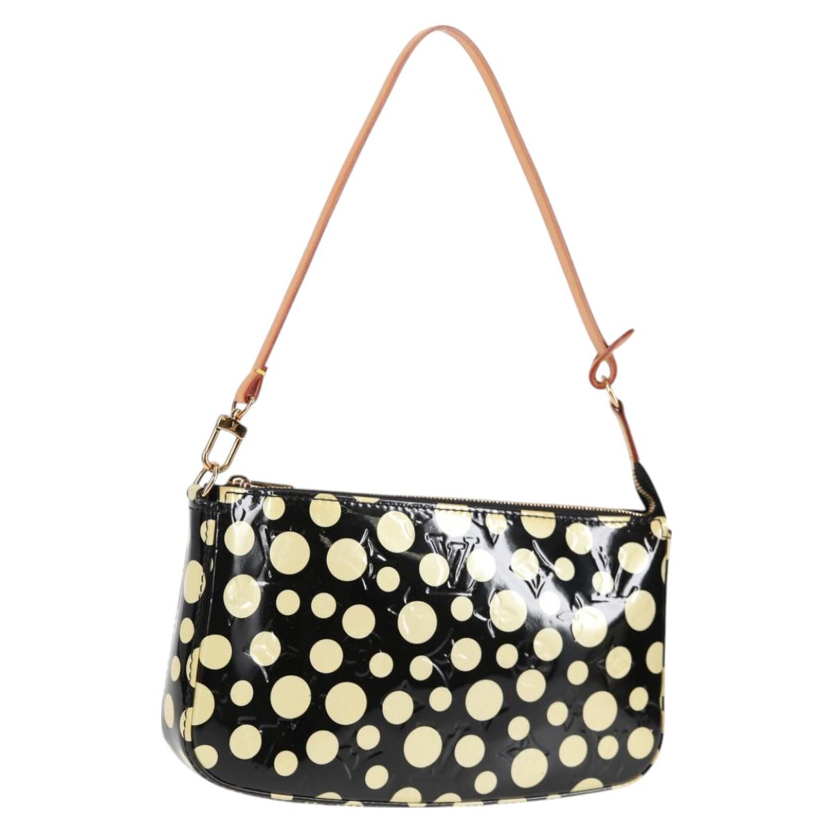 LOUIS VUITTON Vernis Yayoi Kusama Pochette Accessoires Black M91427 Auth 126419V