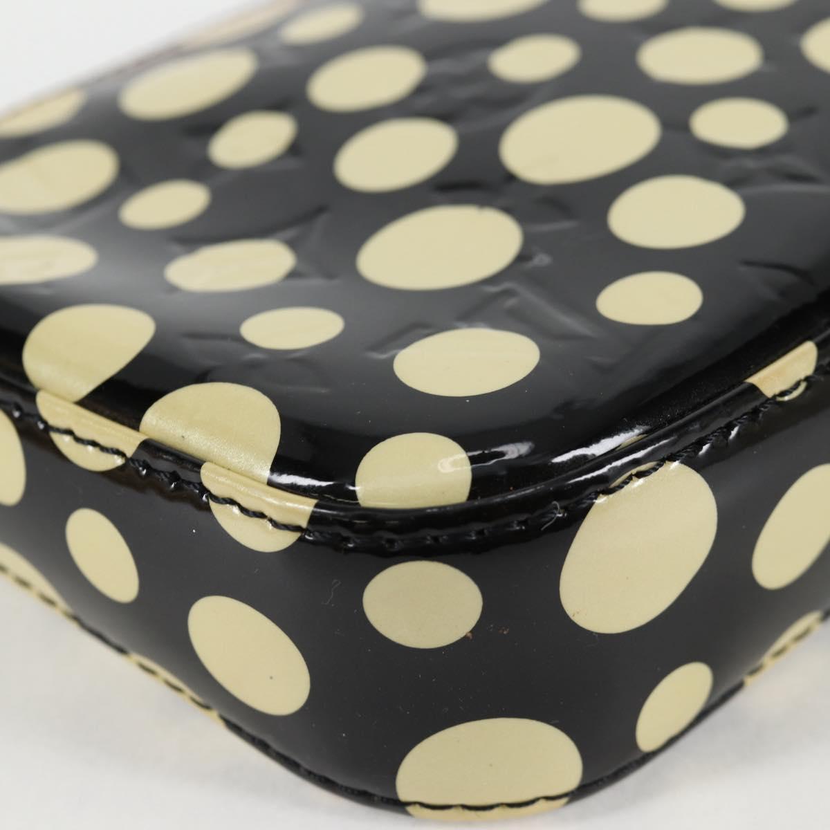 LOUIS VUITTON Vernis Yayoi Kusama Pochette Accessoires Black M91427 Auth 126419SAV