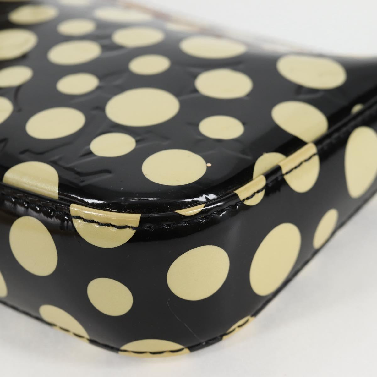 LOUIS VUITTON Vernis Yayoi Kusama Pochette Accessoires Black M91427 Auth 126419SAV
