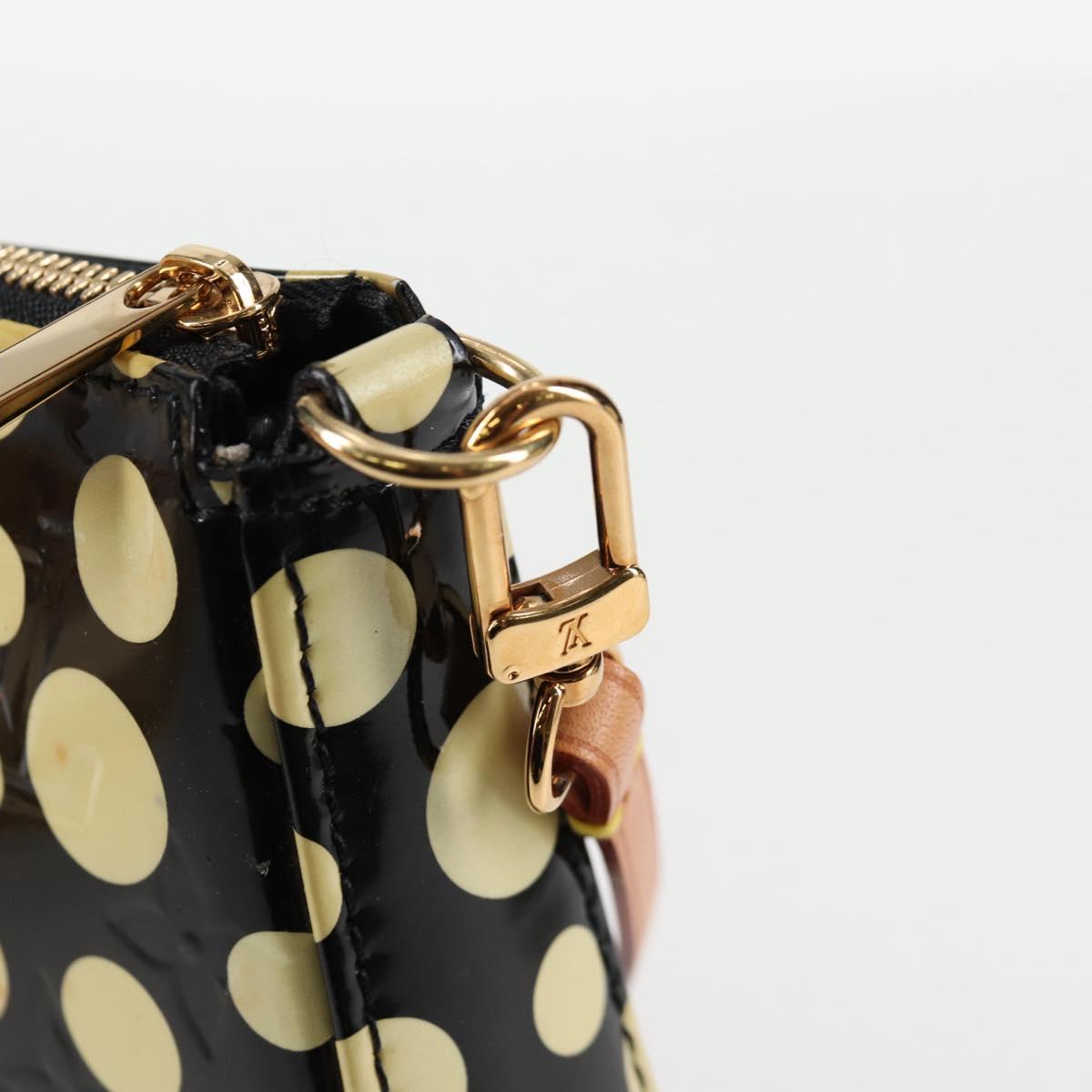 LOUIS VUITTON Vernis Yayoi Kusama Pochette Accessoires Black M91427 Auth 126419SAV