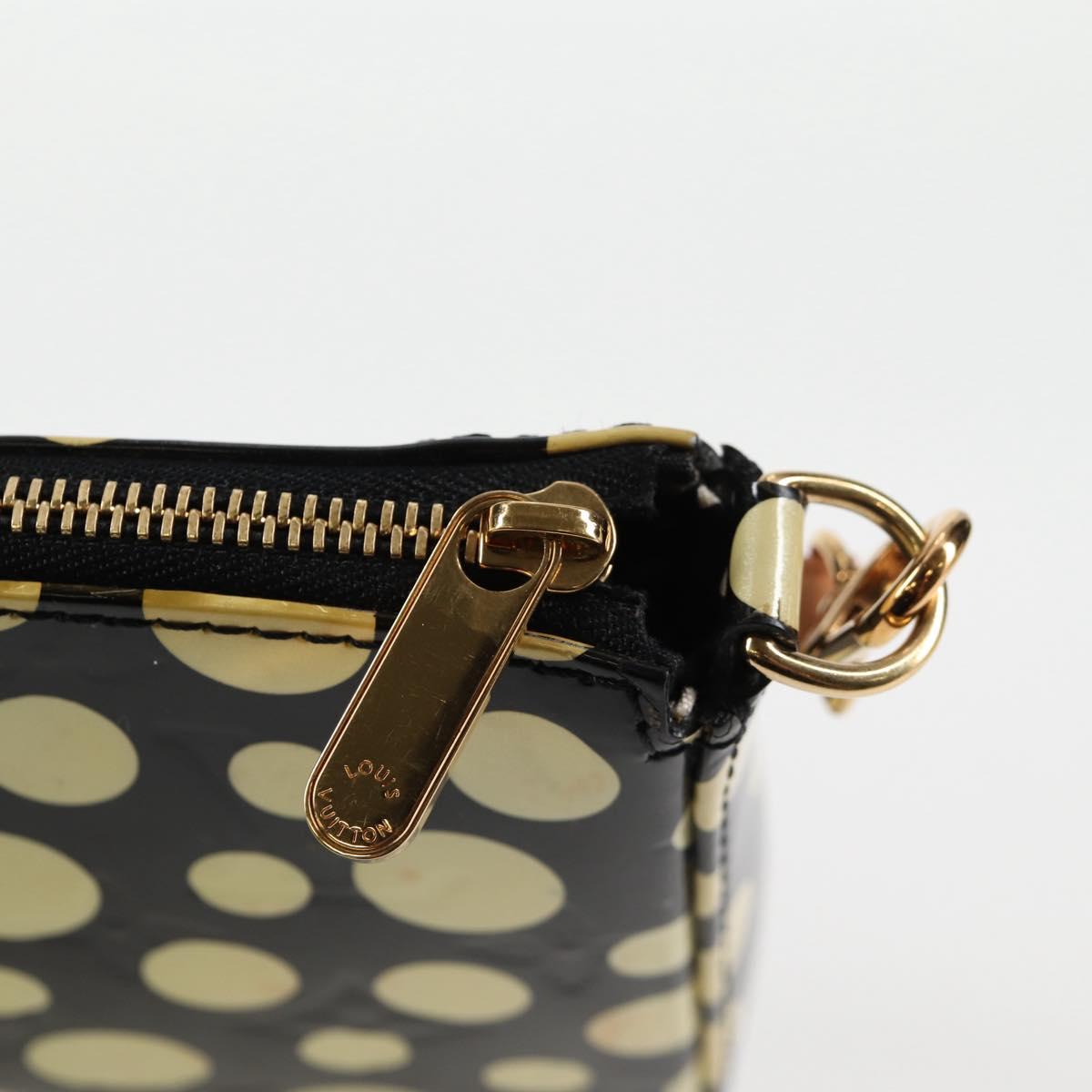 LOUIS VUITTON Vernis Yayoi Kusama Pochette Accessoires Black M91427 Auth 126419SAV