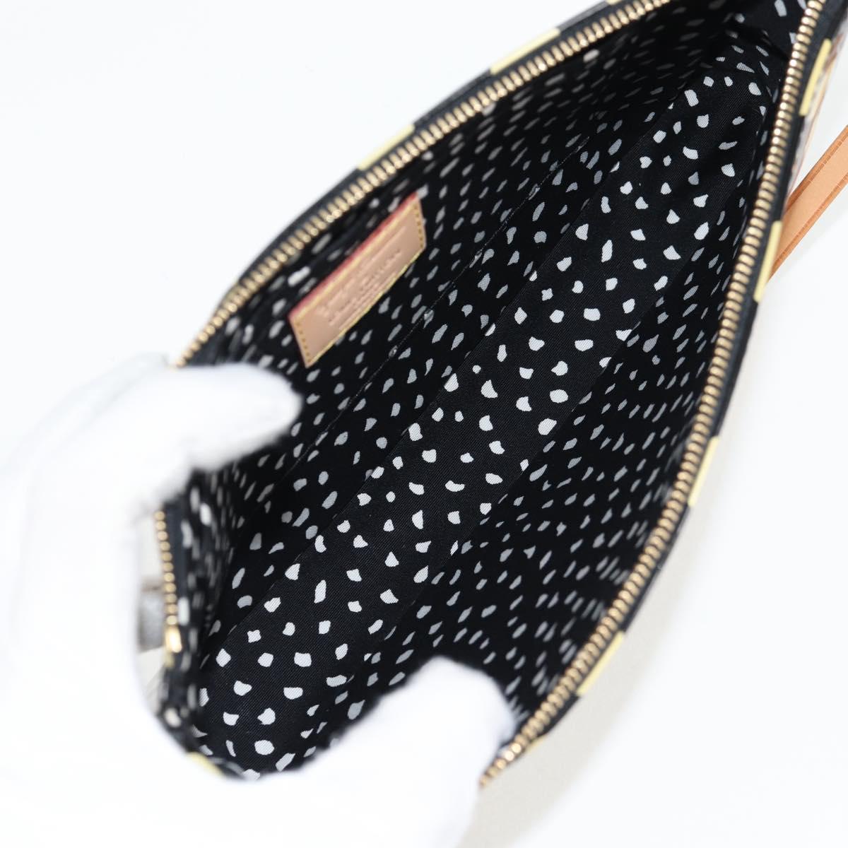 LOUIS VUITTON Vernis Yayoi Kusama Pochette Accessoires Black M91427 Auth 126419SAV