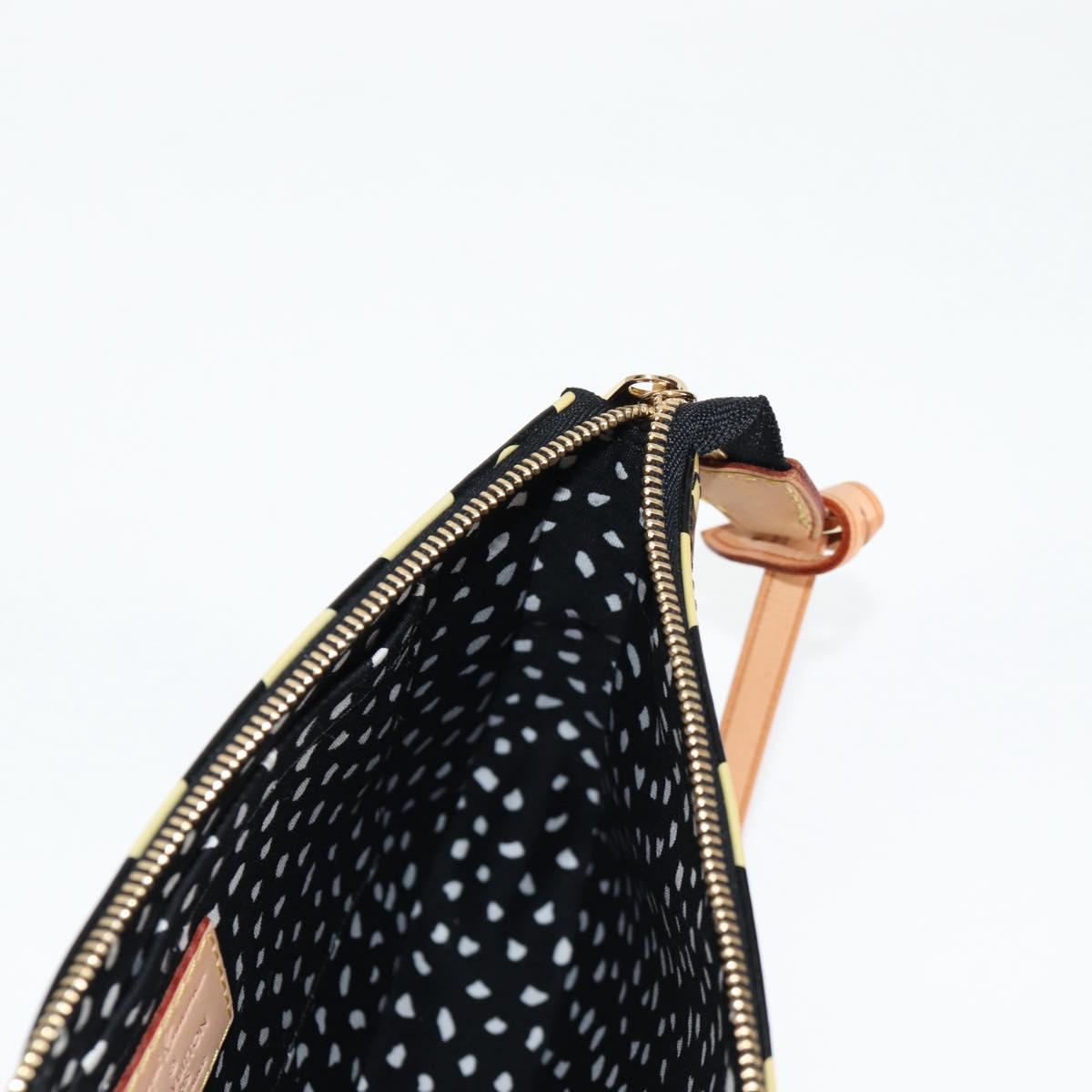 LOUIS VUITTON Vernis Yayoi Kusama Pochette Accessoires Black M91427 Auth 126419SAV