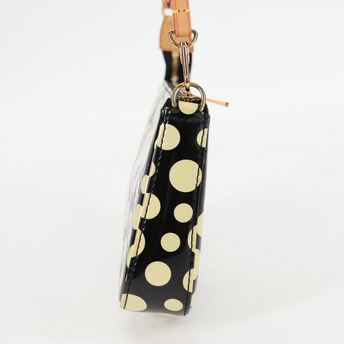 LOUIS VUITTON Vernis Yayoi Kusama Pochette Accessoires Black M91427 Auth 126419SAV