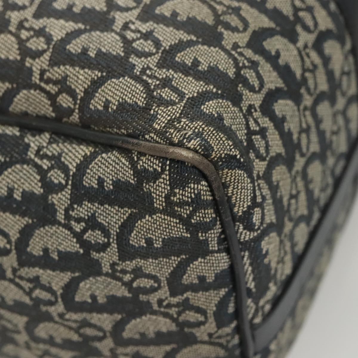 Christian Dior Trotter Canvas Boston Bag Navy Gold Auth 126426