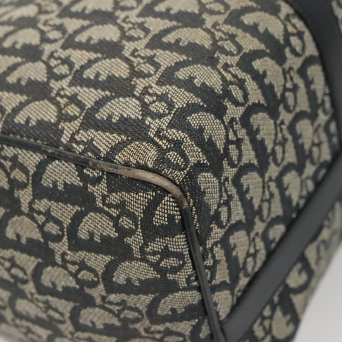 Christian Dior Trotter Canvas Boston Bag Navy Gold Auth 126426