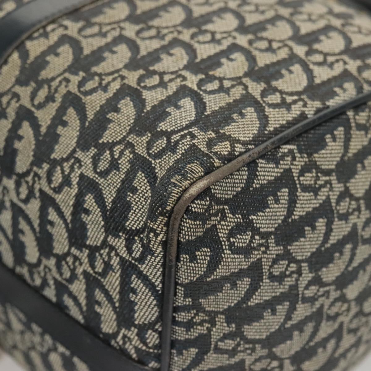 Christian Dior Trotter Canvas Boston Bag Navy Gold Auth 126426