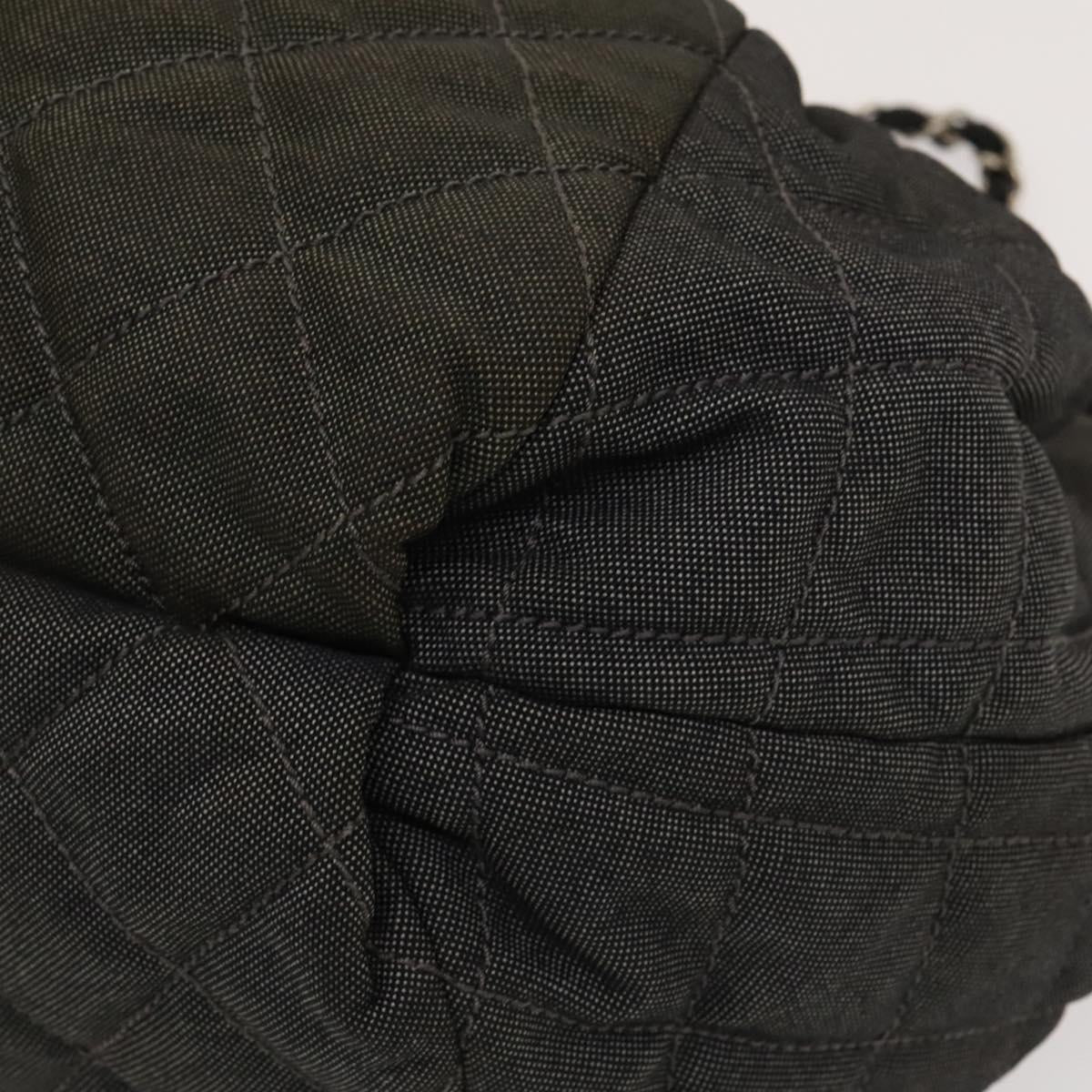 CHANEL Coco Cabas GM Tote Bag Canvas Gray Silver CC Auth 126427