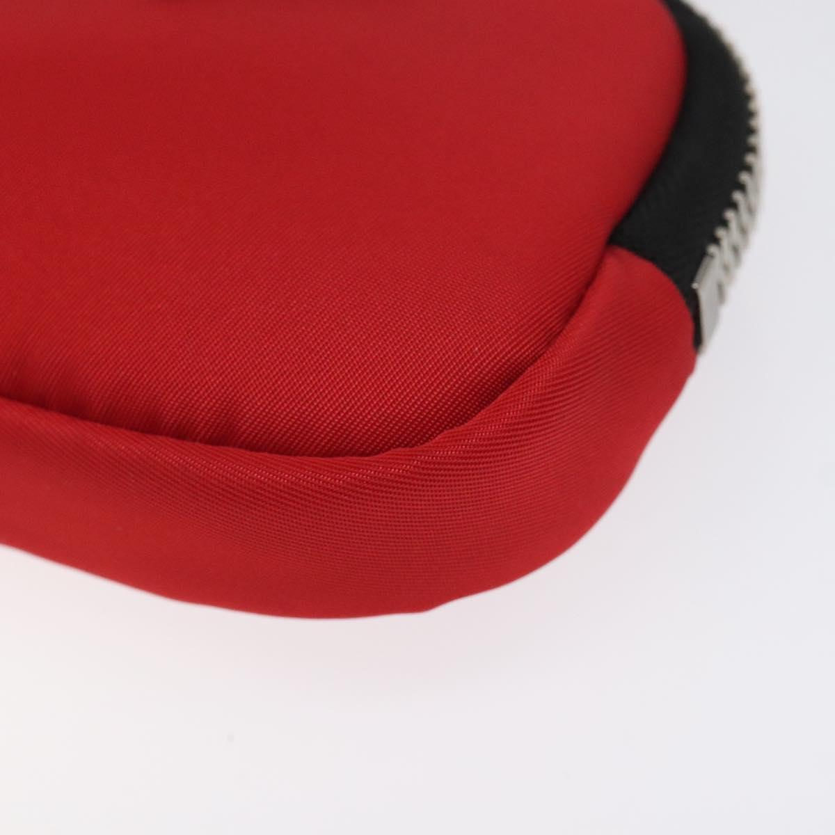 PRADA Chain Pouch Shoulder Bag Nylon Red Silver Auth 126430