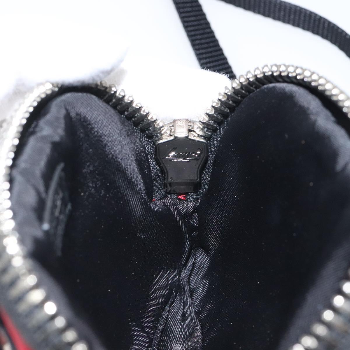 PRADA Chain Pouch Shoulder Bag Nylon Red Silver Auth 126430