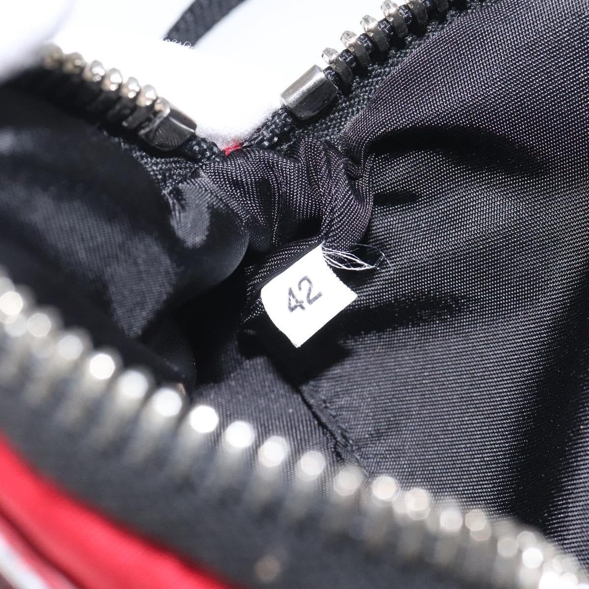 PRADA Chain Pouch Shoulder Bag Nylon Red Silver Auth 126430