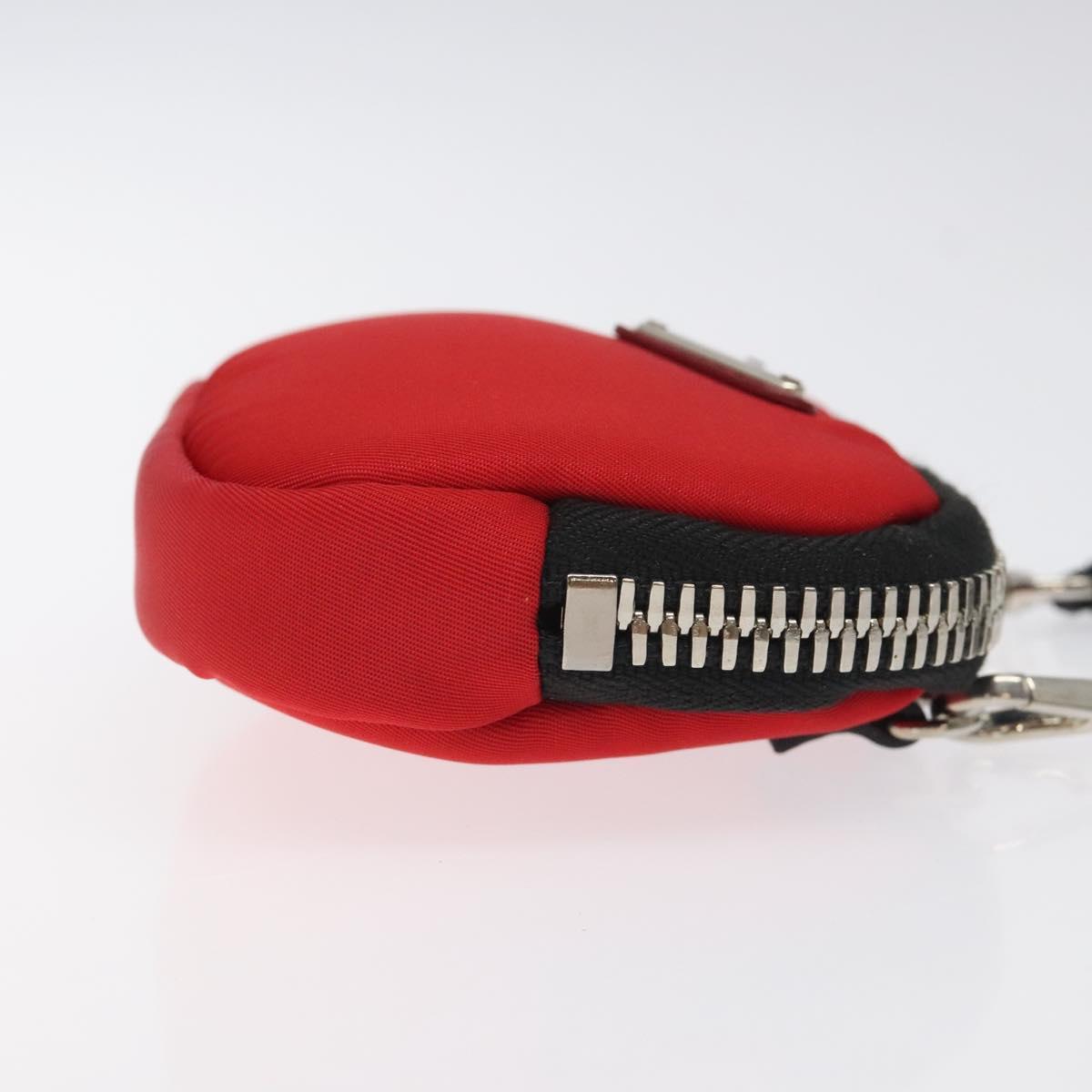 PRADA Chain Pouch Shoulder Bag Nylon Red Silver Auth 126430