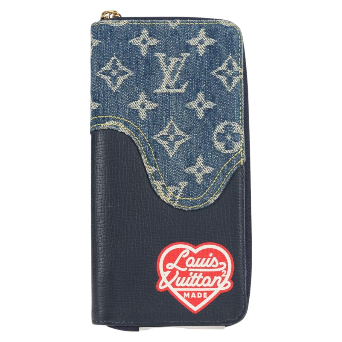 LOUIS VUITTON NIGO LV Squared Zippy Wallet Long Wallet Navy M81107 Auth 126433M