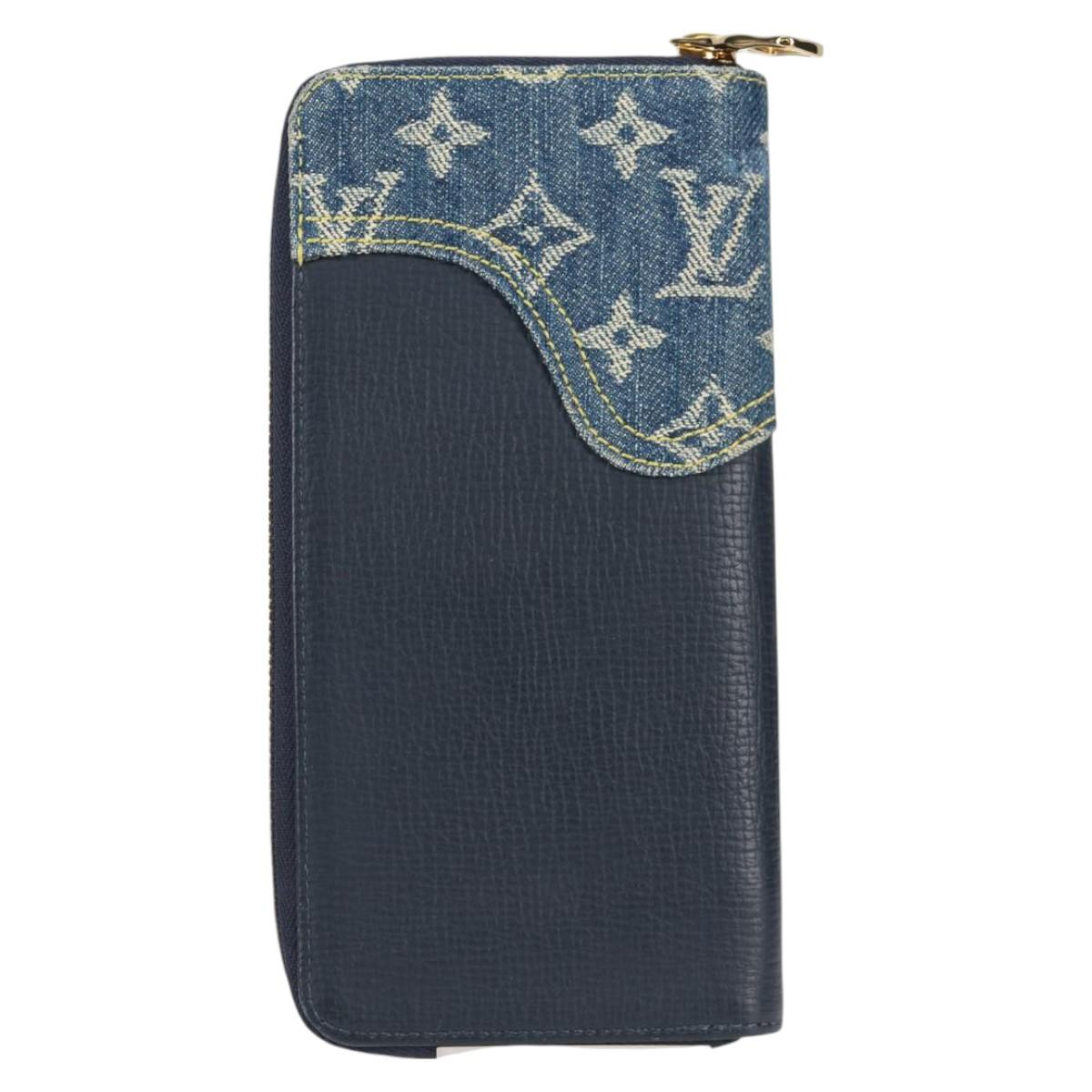 LOUIS VUITTON NIGO LV Squared Zippy Wallet Long Wallet Navy M81107 Auth 126433M