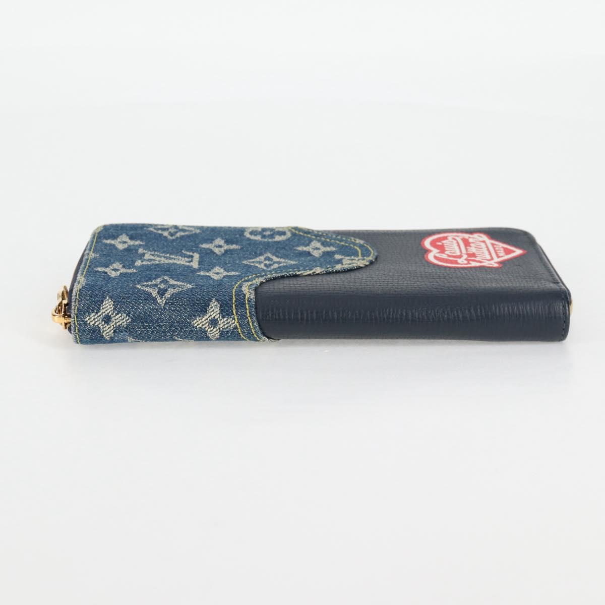 LOUIS VUITTON NIGO LV Squared Zippy Wallet Long Wallet Navy M81107 Auth 126433M