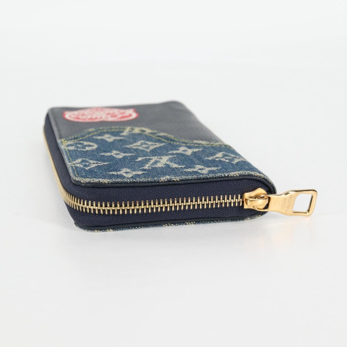 LOUIS VUITTON NIGO LV Squared Zippy Wallet Long Wallet Navy M81107 Auth 126433SAM