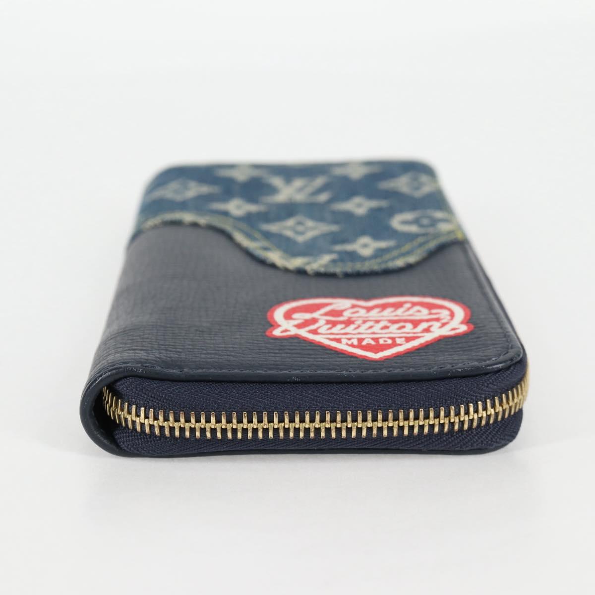 LOUIS VUITTON NIGO LV Squared Zippy Wallet Long Wallet Navy M81107 Auth 126433M