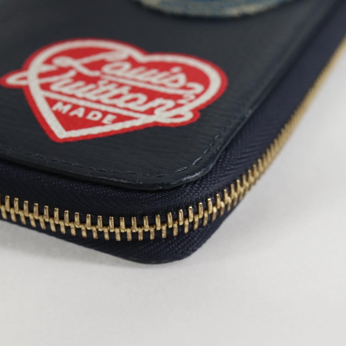 LOUIS VUITTON NIGO LV Squared Zippy Wallet Long Wallet Navy M81107 Auth 126433SAM