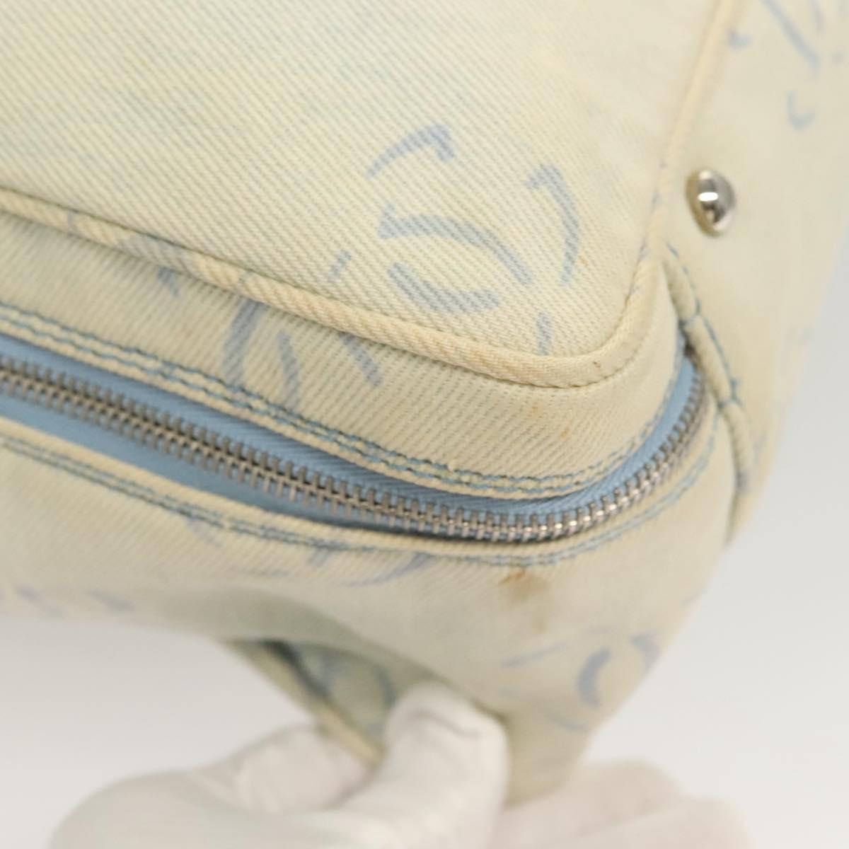 CHANEL Hand Bag Denim Light Blue Silver CC Auth 126457