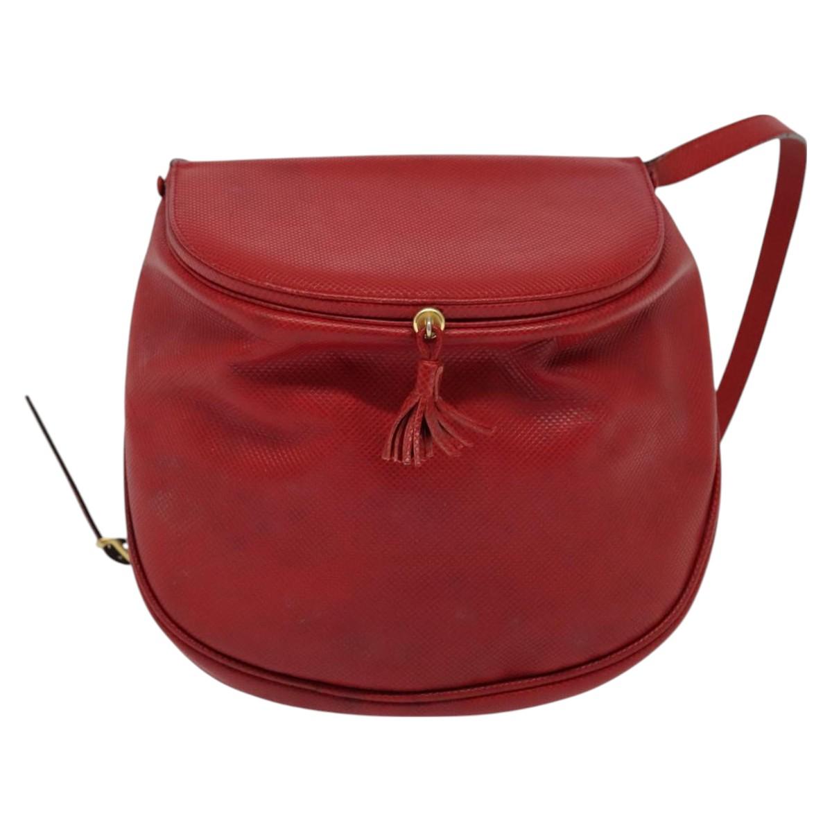 BOTTEGA VENETA Shoulder Bag Leather Red Gold Auth 126463