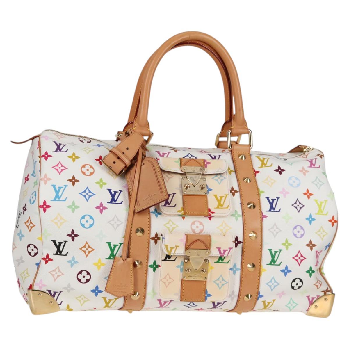 LOUIS VUITTON Monogram Multicolor Keepall 45 Bag White M92641 LV Auth 126487V