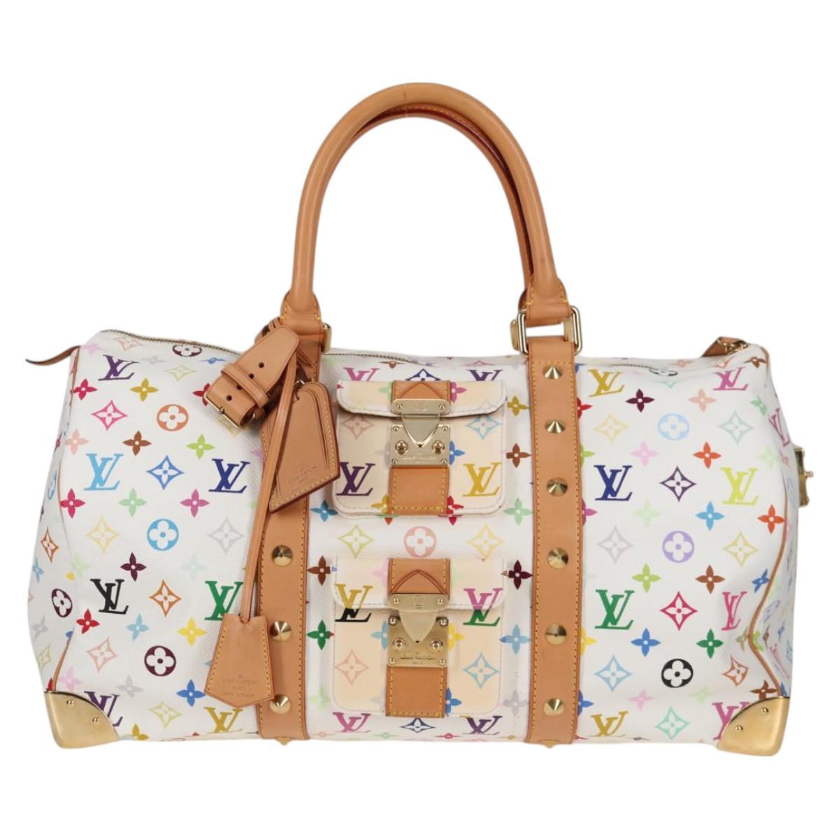 LOUIS VUITTON Monogram Multicolor Keepall 45 Bag White M92641 LV Auth 126487V