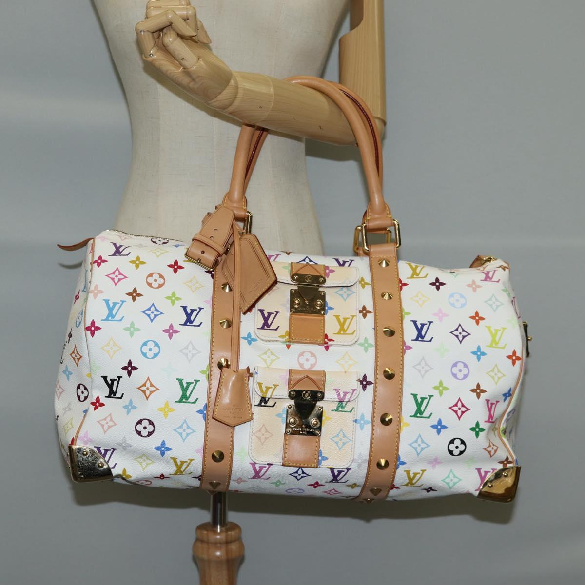 LOUIS VUITTON Monogram Multicolor Keepall 45 Bag White M92641 LV Auth 126487V