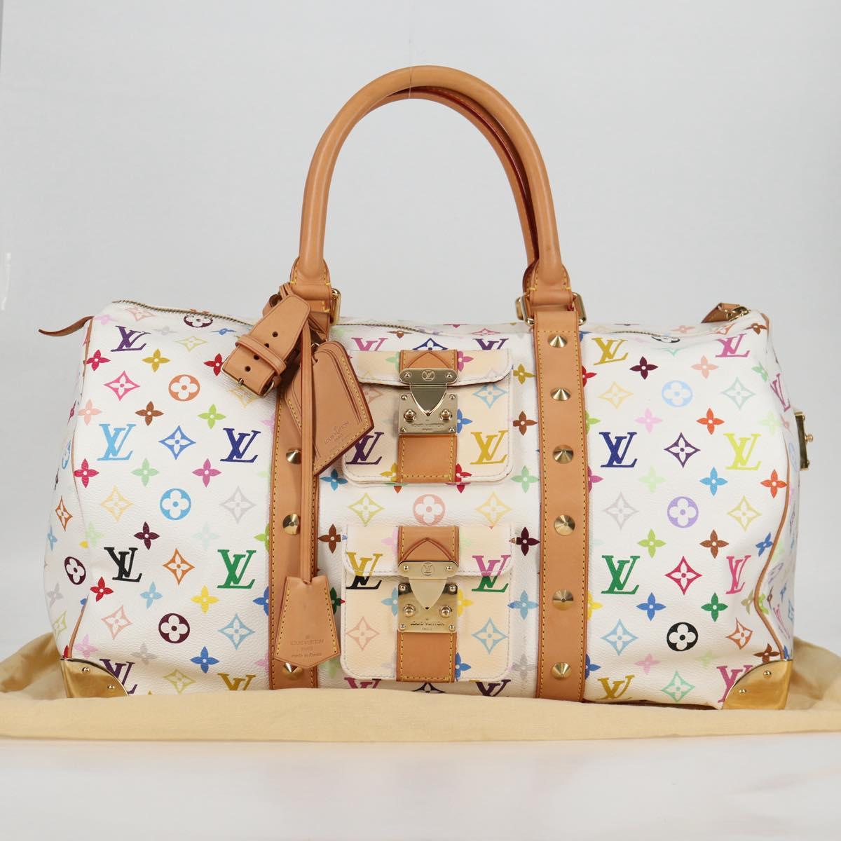LOUIS VUITTON Monogram Multicolor Keepall 45 Bag White M92641 LV Auth 126487V