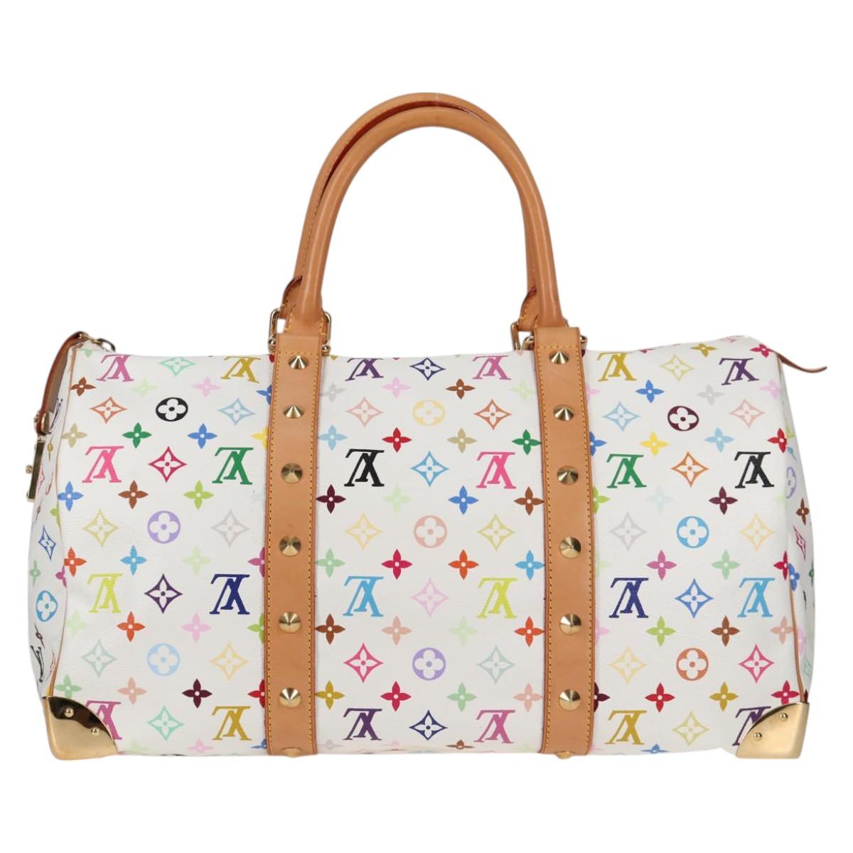 LOUIS VUITTON Monogram Multicolor Keepall 45 Bag White M92641 LV Auth 126487V
