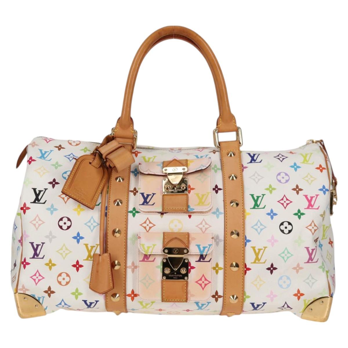 LOUIS VUITTON Monogram Multicolor Keepall 45 Bag White M92641 LV Auth 126488V