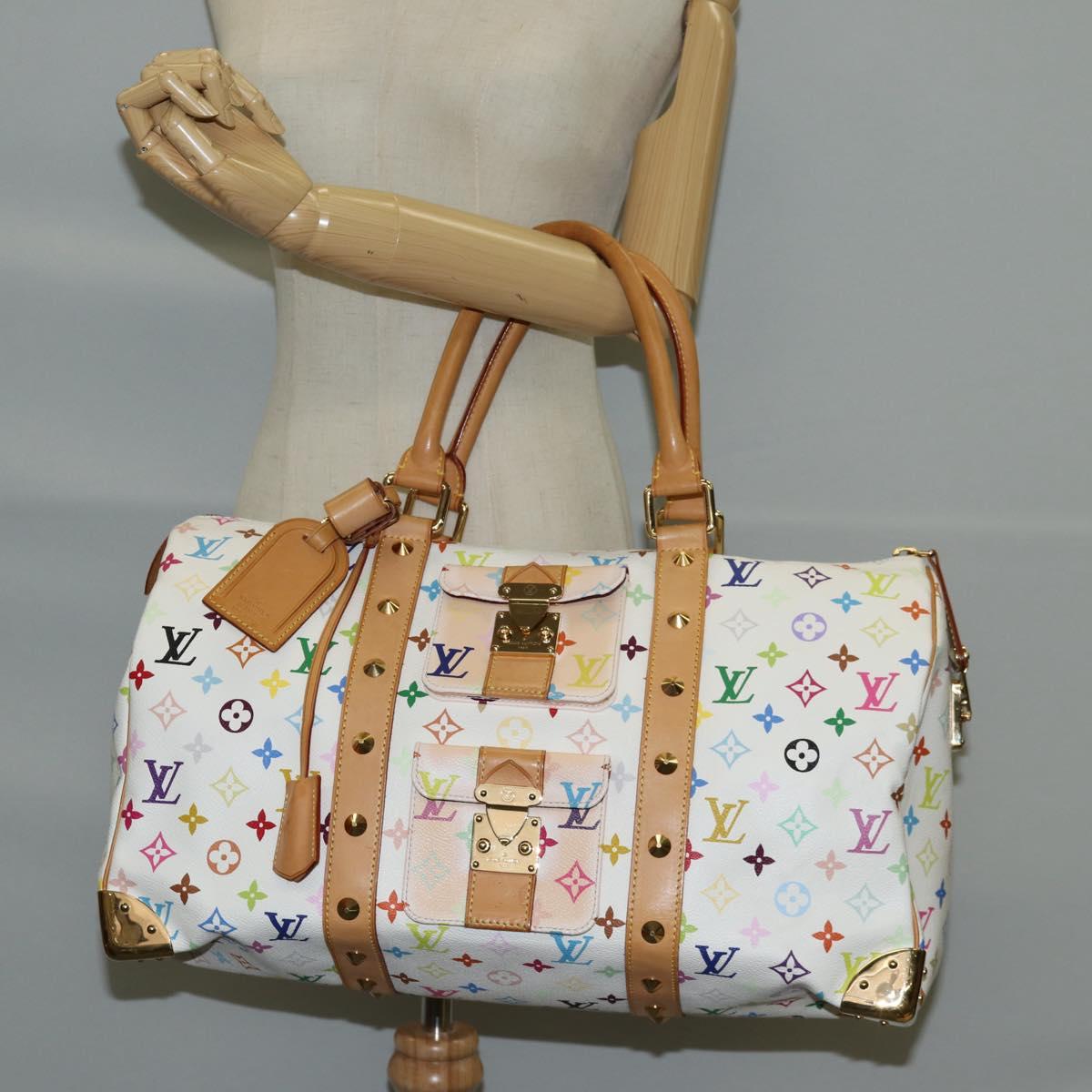 LOUIS VUITTON Monogram Multicolor Keepall 45 Bag White M92641 LV Auth 126488V