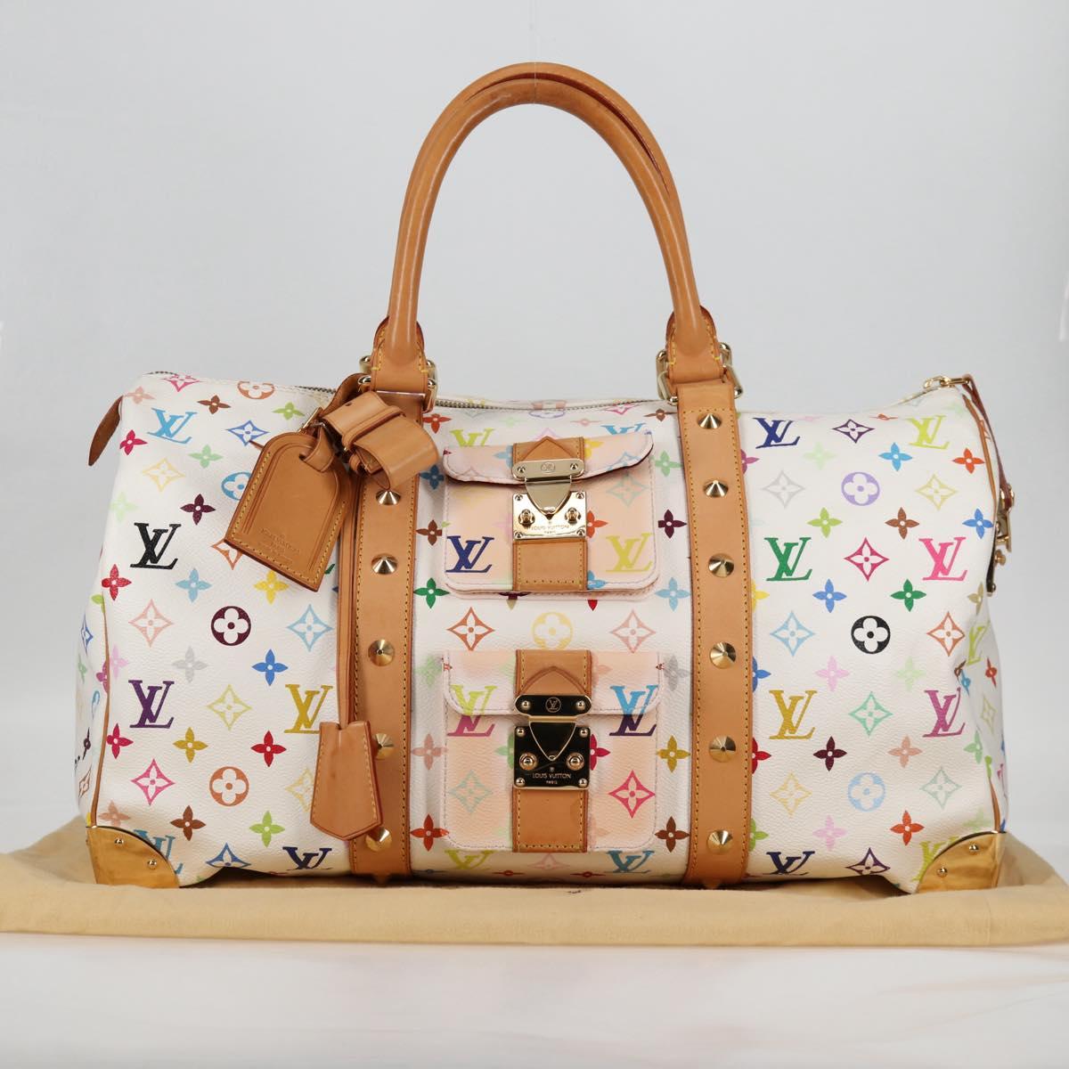 LOUIS VUITTON Monogram Multicolor Keepall 45 Bag White M92641 LV Auth 126488V