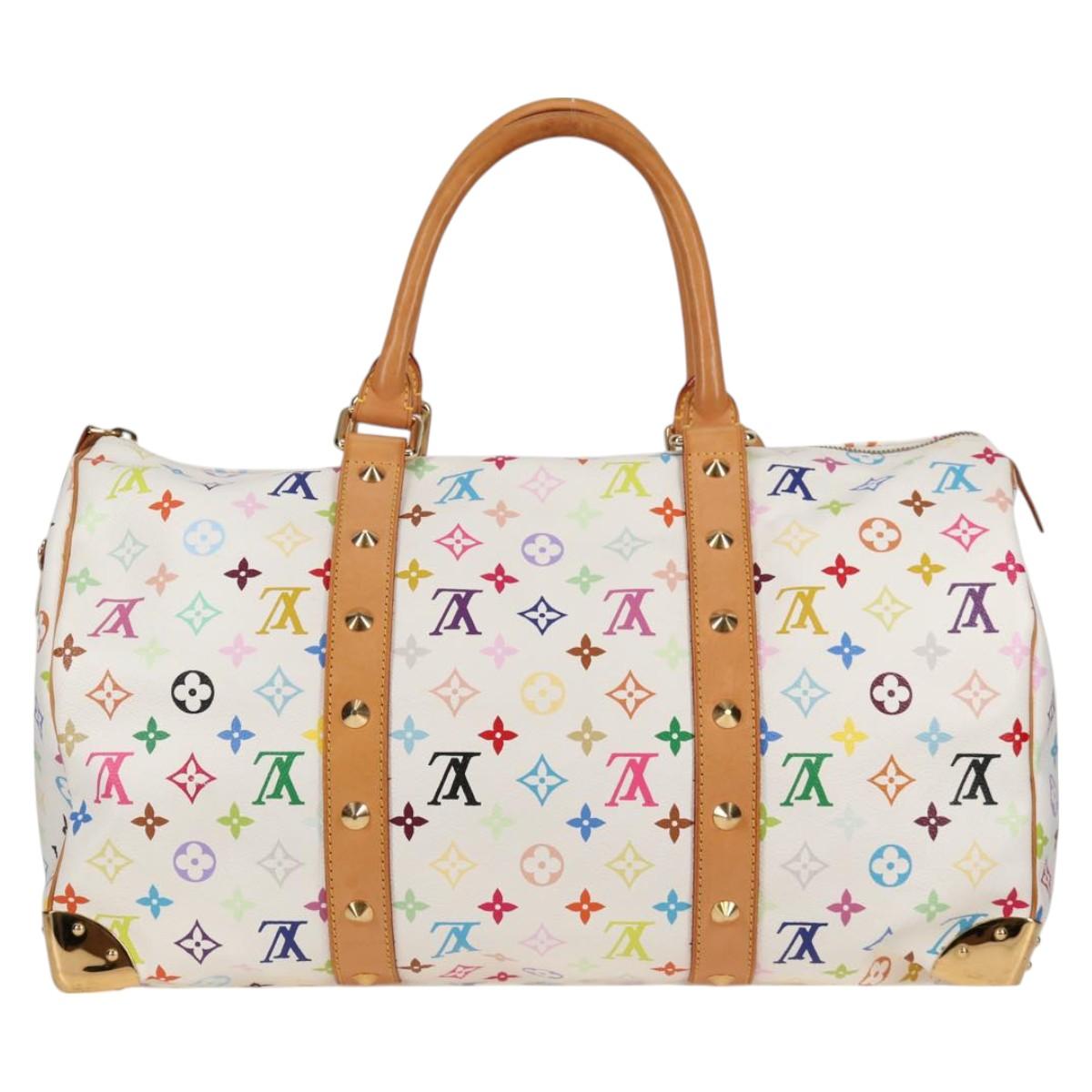 LOUIS VUITTON Monogram Multicolor Keepall 45 Bag White M92641 LV Auth 126488V