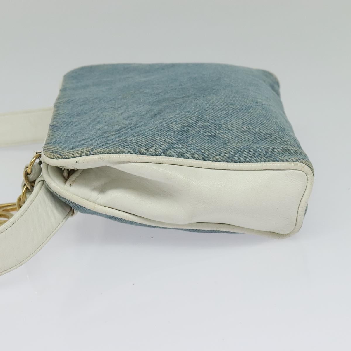 CHANEL Matelasse Waist Bag Denim Blue Gold CC Auth 126559