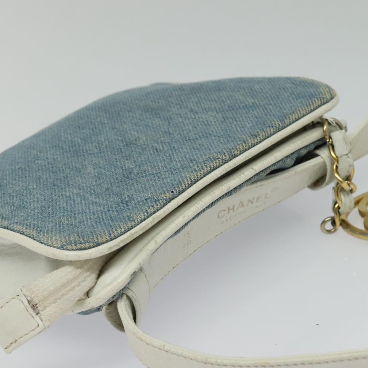 CHANEL Matelasse Waist Bag Denim Blue Gold CC Auth 126559