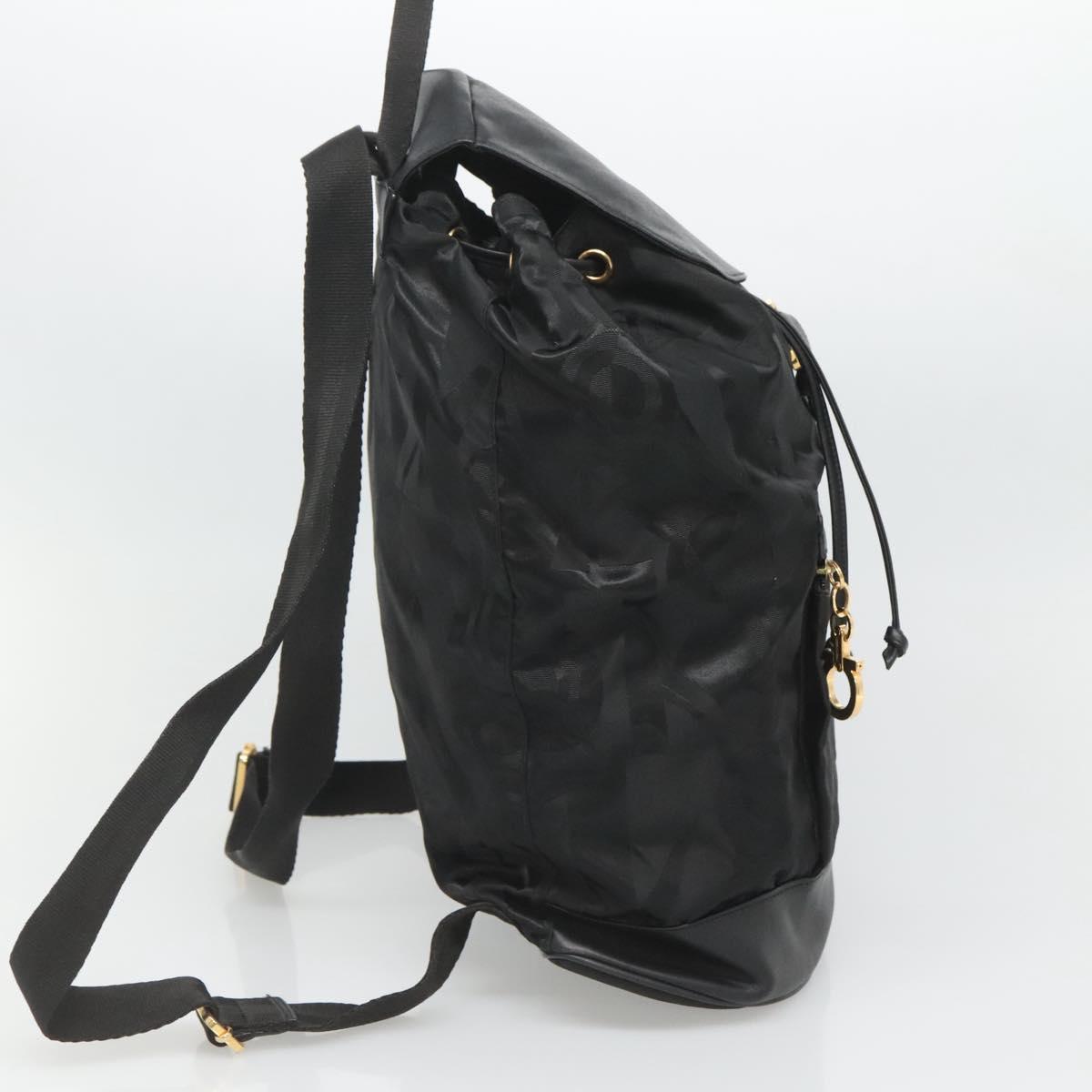 Salvatore Ferragamo Backpack Nylon Black Gold Auth 126564