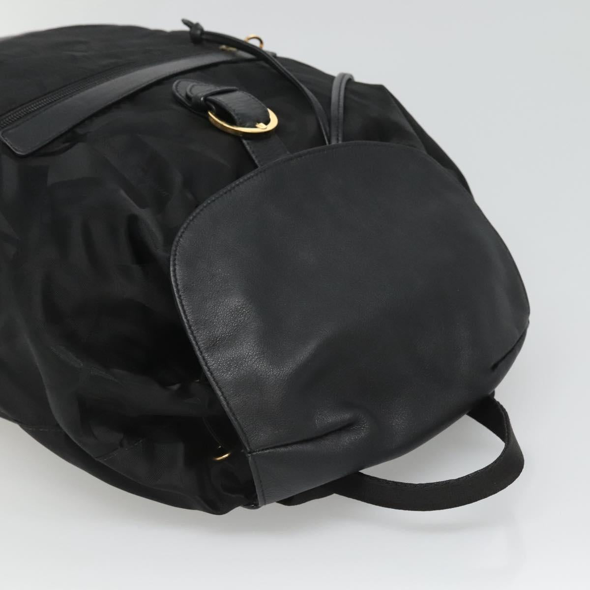Salvatore Ferragamo Backpack Nylon Black Gold Auth 126564