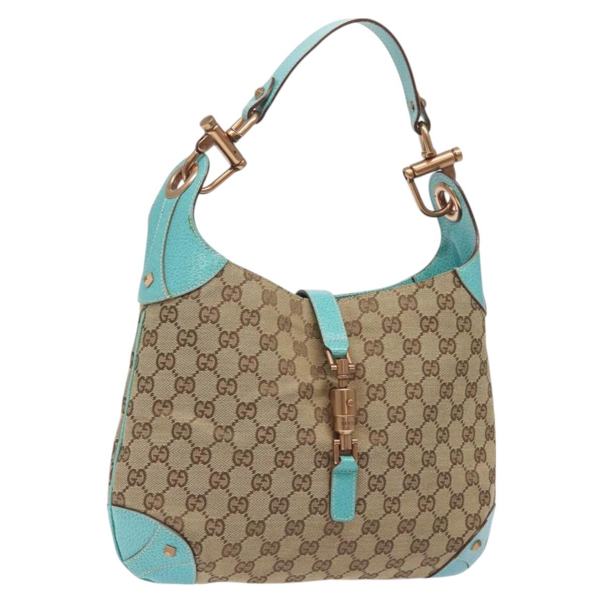 GUCCI Jackie GG Canvas Shoulder Bag Beige 120888 Auth 126565