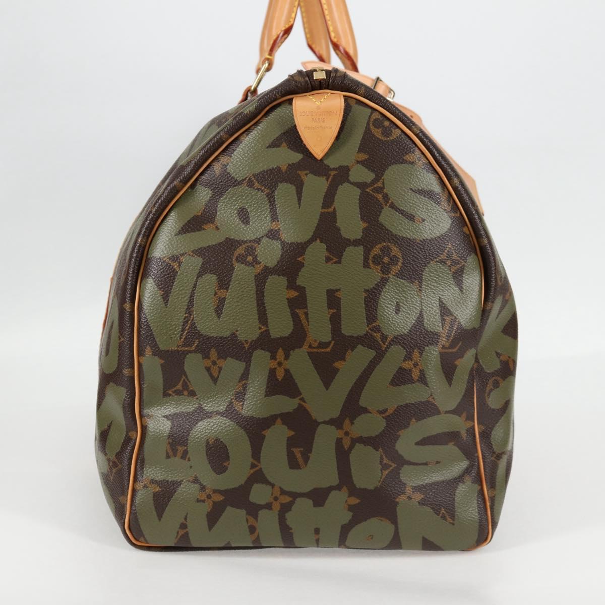 LOUIS VUITTON Monogram Graffiti Keepall 50 Boston Bag Khaki M92196 Auth 126567V