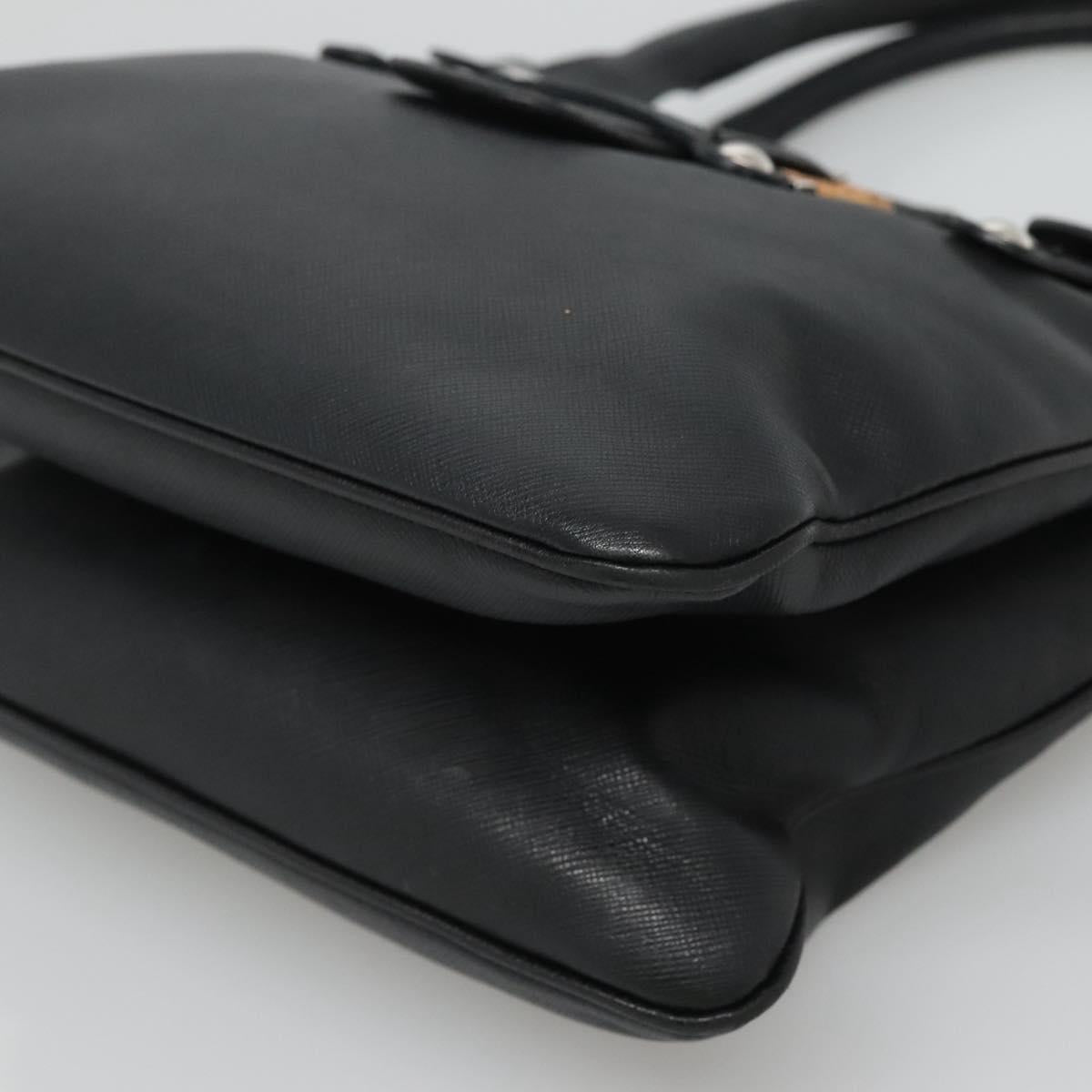 Salvatore Ferragamo Gancini Hand Bag Leather Black Silver Auth 126582