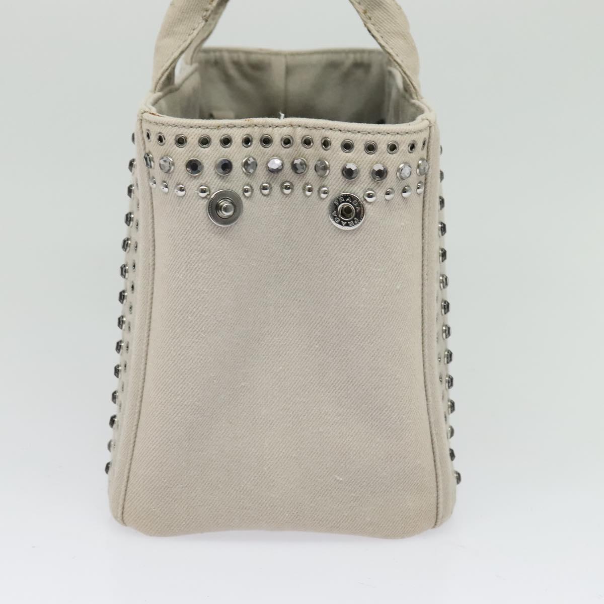 PRADA Bijoux Canapa PM Hand Bag Canvas 2way Gray Auth 126588