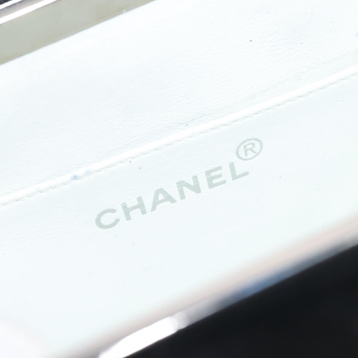 CHANEL Matelasse Hand Bag Enamel Black Silver CC Auth 126615