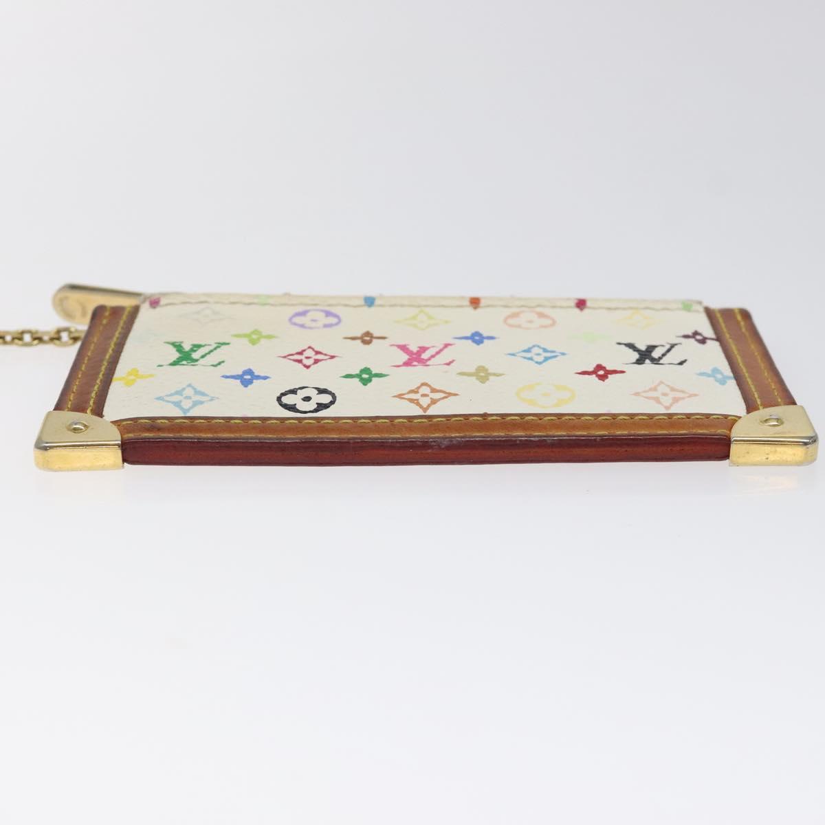 LOUIS VUITTON Monogram Multicolor Pochette Cles Purse White M92655 Auth 126643